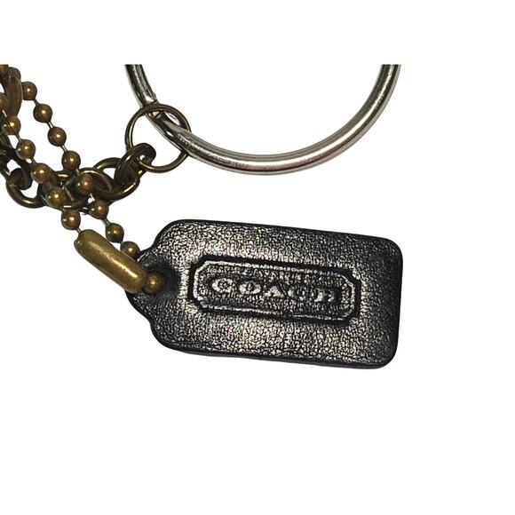 90s Coach Vintage Black Leather Mini City Bag Coin Purse Keychain Fob Charm - Picture 9 of 15